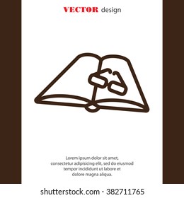 Web line icon. Glasses and book
