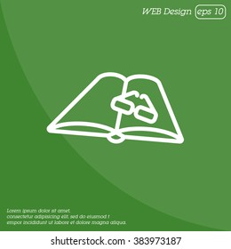 Web line icon. Glasses and book