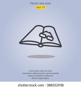 Web line icon. Glasses and book