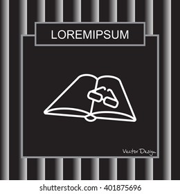 Web line icon. Glasses and book