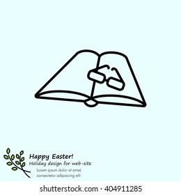 Web line icon. Glasses and book