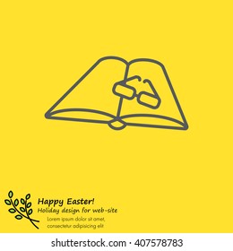 Web line icon. Glasses and book