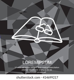 Web line icon. Glasses and book