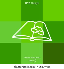 Web line icon. Glasses and book