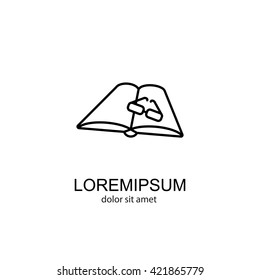 Web line icon. Glasses and book