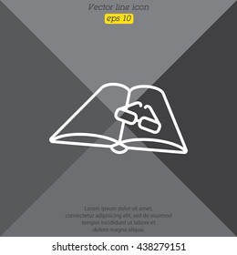 Web line icon. Glasses and book