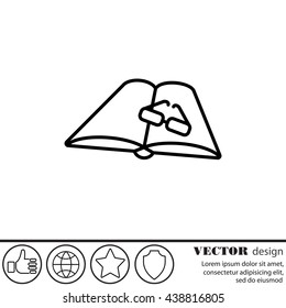 Web line icon. Glasses and book