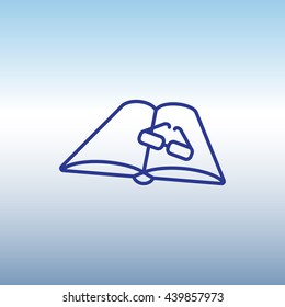 Web line icon. Glasses and book