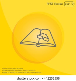 Web line icon. Glasses and book