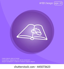 Web line icon. Glasses and book