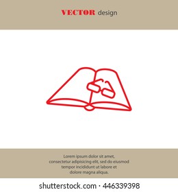 Web line icon. Glasses and book