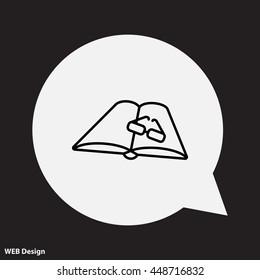 Web line icon. Glasses and book