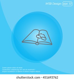 Web line icon. Glasses and book