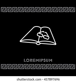 Web line icon. Glasses and book