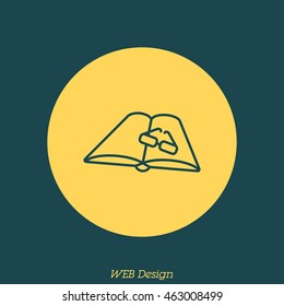 Web line icon. Glasses and book