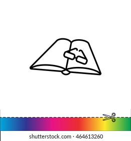 Web line icon. Glasses and book