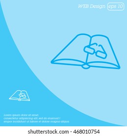 Web line icon. Glasses and book