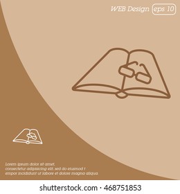 Web line icon. Glasses and book