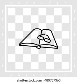 Web line icon. Glasses and book