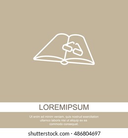 Web line icon. Glasses and book