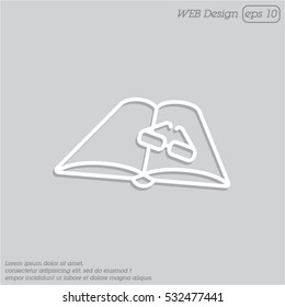 Web line icon. Glasses and book