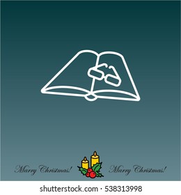 Web line icon. Glasses and book