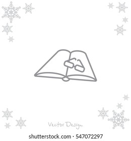 Web line icon. Glasses and book