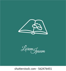 Web line icon. Glasses and book