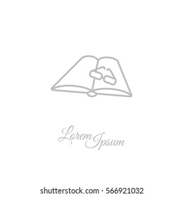 Web line icon. Glasses and book