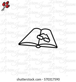 Web line icon. Glasses and book