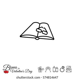Web line icon. Glasses and book
