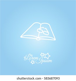 Web line icon. Glasses and book