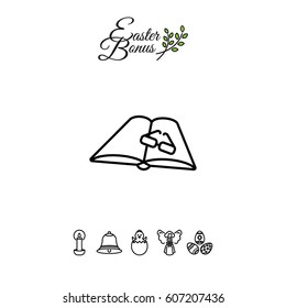 Web line icon. Glasses and book