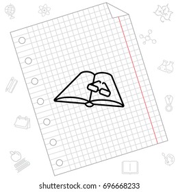 Web line icon. Glasses and book