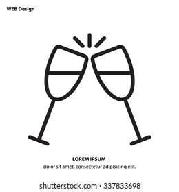 Web line icon. Glasses of champagne.