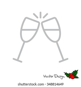 Web line icon. Glasses of champagne.