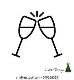Web line icon. Glasses of champagne.