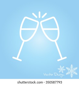 Web line icon. Glasses of champagne.