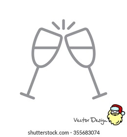 Web line icon. Glasses of champagne.