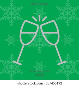 Web line icon. Glasses of champagne.