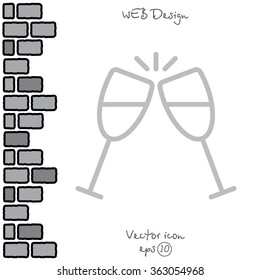 Web line icon. Glasses of champagne.