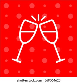 Web line icon. Glasses of champagne.