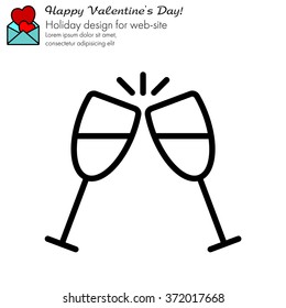 Web line icon. Glasses of champagne.