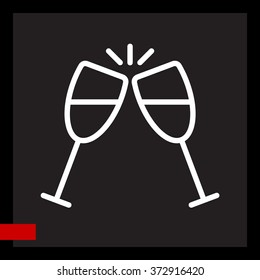 Web line icon. Glasses of champagne.