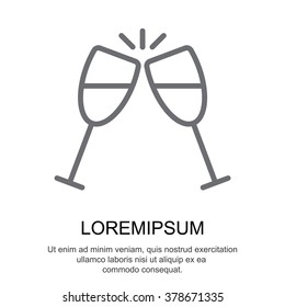 Web line icon. Glasses of champagne.