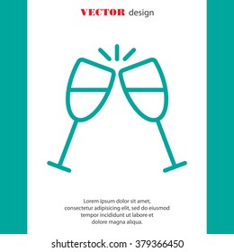 Web line icon. Glasses of champagne.