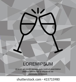 Web line icon. Glasses of champagne.