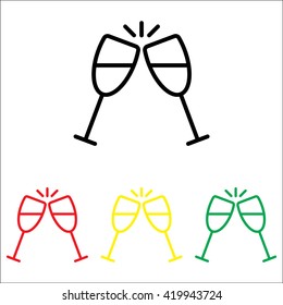 Web line icon. Glasses of champagne.
