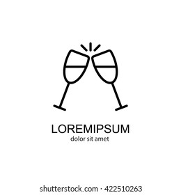 Web line icon. Glasses of champagne.