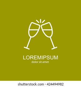 Web line icon. Glasses of champagne.